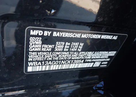 2022 BMW 530E z USA, uszkodzony, nr VIN WBA13AG01NCK13954